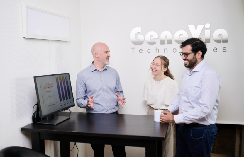 Genevia Technologies bioinformatics team collaborating during office week.